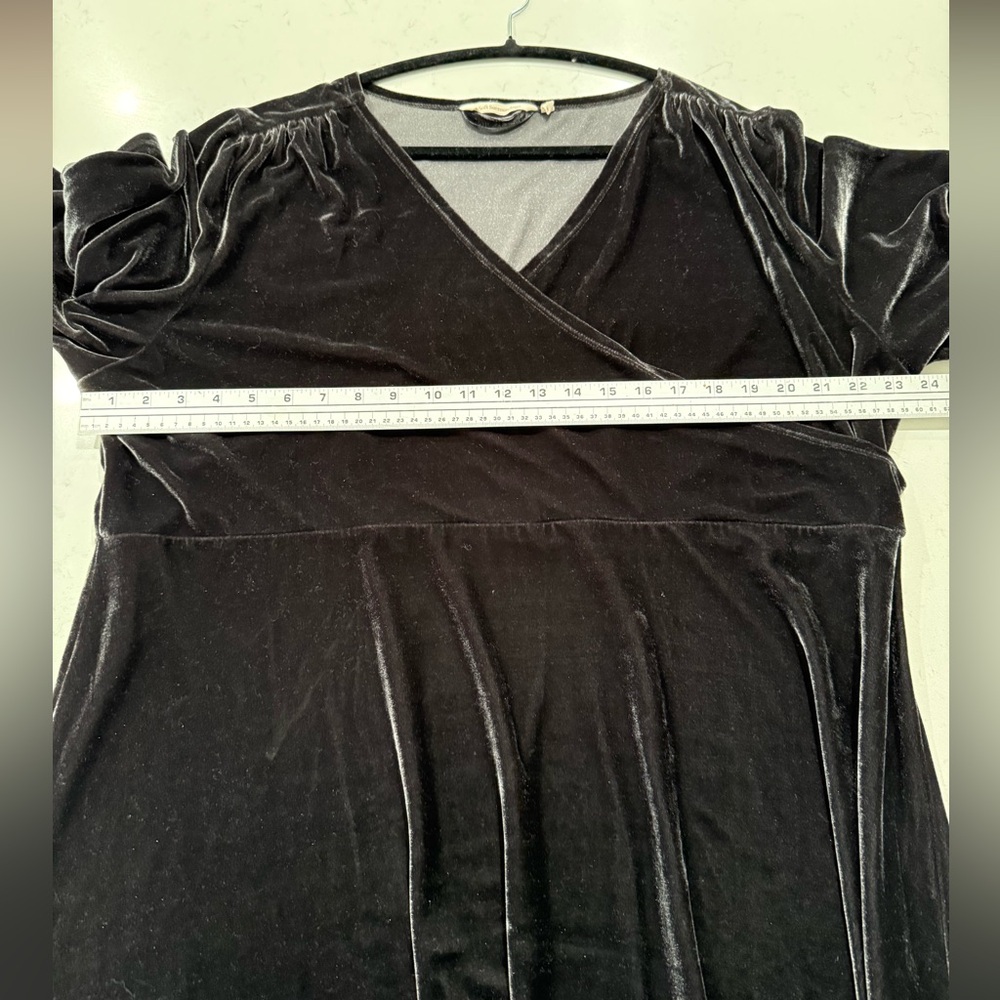 Soft Surrounding Velvet Maxi Dress V-Neck Bell Sleeves Elegant Evening Gown - Picture 8 of 12